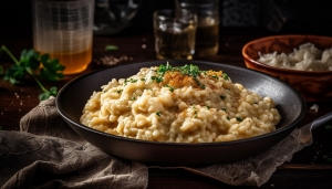 Que tal um risoto de chester caprichado, das sobras de comida das festas de fim de ano?